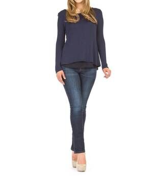 NEW PAPILLON split back and bow georgette lined sweater in navy